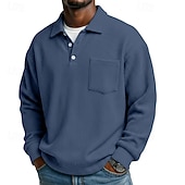 abordables Polo clásico para hombre-Hombre Camisa de Pana Con Texturas Casual Deportes Diseño Manga Larga Moda Básico Bloque de color Bolsillo Botones Otoño Primavera &amp; Otoño Otoño invierno Ajuste regular Negro Gris Azul Claro Azul