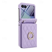 levne Pouzdra pro Samsung-telefon Carcasă Pro Samsung Galaxy Z Flip 7 Z Flip 6 Z Flip 5 Z Flip 4 Z Flip 3 Flip Cover a chránič obrazovky Držák na prsteny Nárazuvzdorné Retro PU kůže