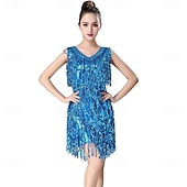 abordables Robes de Pratique-Robe de danse des années 1920 à franges à sequins pour femmes Samba Dancewear Costume de performance