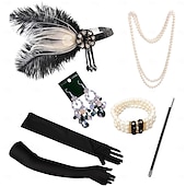 abordables Accesorios y más-Conjunto Rugido 20s 1920s Retro Antiguo Diadema de estilo flapper Para la Cabeza Conjunto de accesorios El gran Gatsby Chica de la aleta Pluma Disfraz Mujer Navidad Carnaval Mascarada Fiesta temática
