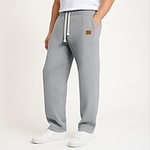 preiswerte Gerade Bein-Herren Jogginghose Hose Gerade geschnittene Sweatpants Waffelhose Kordelzug Tasche Elastischer Bund Einfach Komfort Volle Länge Sport im Freien Täglich Urlaub Mode Blau Schwarz Dehnbar