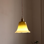 abordables Diseño de Tambor y Cono-Lámpara de araña vintage de pétalos de cristal, lámpara colgante francesa de cristal color crema - creativa lámpara de techo colgante totalmente de cobre para sala de estar, dormitorio, mesita de
