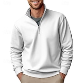 voordelige Klassieke polo voor heren-Voor heren Polo Poloshirts Vakantie Straat Kwart ritssluiting Lange mouw Modieus Basic Effen Lente Herfst Getailleerd blauw Zwart Wit Groen Lichtgroen Polo
