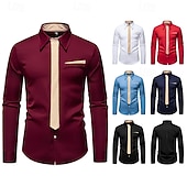 baratos Fantasias masculinas dos anos 1920-Loucos anos 20 Anos 20 Retro Vintage Blusa / Camisa Mafioso Padrinho Corte Justo Fantasia Homens Baile de Máscaras Traje de festa para noite Negócio / Cerimônia / Casamento Festa de Solteira Adulto