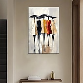 cheap People Paintings-Handmade Oil Painting Canvas Wall Art Decoration Abstract Figures Fashion Model for Home Sofa Background Entrance Hall Decor Stretched Frame Hanging Painting/Rolled Frameless Unstretched Painting