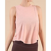 cheap Women's Shirt-Women's Solid Colored Tank Top Workout Tops Loose Fit Elastic Sweat-Wicking Breathable Tennis Pickleball Yoga Crew Neck Top Black White Yellow Tennis Clothing