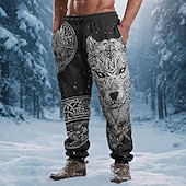 halpa Juoksukengät-Miesten Susi Viikinki Kelttiläinen taide Veryttelyhousut Jogger Housut Keskivyötärö Kiristysnyöri joustava vyötärö Vintage retro ulko- Retkeily ja vaellus Metsästys Urheilulliset collegehousut