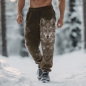 Χαμηλού Κόστους Αθλητικά παντελόνια-Ανδρικά Anime Λύκος Βίκινγκ Αθλητικές Φόρμες Τζόγκκερ Παντελόνια Μεσαία Μέση Κορδόνι ελαστική μέση Vintage ρετρό ΕΞΩΤΕΡΙΚΟΥ ΧΩΡΟΥ Κατασκήνωση &amp; Πεζοπορία Κυνήγι Αθλητικό παντελόνι φόρμας με τσέπες