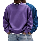 preiswerte Einfache Sweatshirts-Herren Sweatshirt Pullover Lila + Blau Marineblau + Dunkelgrau Dunkelgrün + Gelb Hellgrün + Marineblau Hellblau + Hellgrün Rundhalsausschnitt Einfach Oversize Sport &amp; Outdoor Lässig Täglich