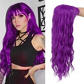 Недорогие Карнавальные парики-Карнавальный парик 2026 Фиолетовый Зеленый Оранжевый Кудрявый Волнистый Длинные Синтетический фестивальный парик Вторник на масляной неделе Парад Волосы для косплей-костюма для Женский