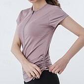 billiga Kvinnors skjorta-Dam Solid färg Träningströja Träningstoppar Elastisk Svettavvisande Andningsfunktion Tennis Pickleball Yoga Rund hals Överdelar Vit Rosa Blå Tenniskläder