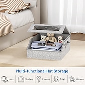 abordables Rangement et organisation-Cette boîte de rangement demi-large peut contenir 24 casquettes de baseball, des vêtements, des draps et des pantalons. Son couvercle transparent en PVC avec fermeture éclair la protège de la