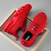 economico Scarpe da Corsa per Uomini-scarpe da corsa rosse da uomo: tomaia in mesh traspirante con cuscino d'aria per una calzata comoda, perfette per lo shopping natalizio e le attività all'aperto