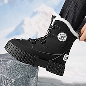 preiswerte Winter- und Schneestiefel-Schwarze, wasserdichte Herren-Winterstiefel mit Fellfutter und griffiger Sohle – strapazierfähiges und isoliertes Schuhwerk für Schnee, Wanderungen und Winterabenteuer