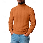 billiga Basic sweatshirts-Herr Jacquard Tröja Svart Vit Orange Kaki Grå Kinakrage Slät Strukturerad Sport &amp; Utomhus Ledigt Dagligen Streetwear Häftig Sportkläder Vår &amp; Höst Kläder Pull Tröjor