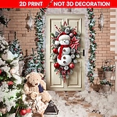 זול כיסויי דלתות חג המולד-וילונות קישוט לחג המולד עם הדפס שטוח דו-ממדי של סנטה קלאוס וזר חג המולד לכניסה לבית, סלון, חדר שינה, קישוט קיר פנימי וחיצוני