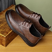 economico Scarpe Casual con Lacci-scarpe da lavoro da uomo marrone scuro, eleganti con lacci, in similpelle di alta qualità, perfette per l'ufficio e le occasioni professionali
