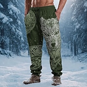 halpa Juoksukengät-Miesten Susi Viikinki Kelttiläinen taide Veryttelyhousut Jogger Housut Keskivyötärö Kiristysnyöri joustava vyötärö Vintage retro ulko- Retkeily ja vaellus Metsästys Urheilulliset collegehousut