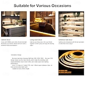 abordables Contrôle à distance-Ruban LED COB FCOB flexible haute densité 5 m (16,4 pi) 640 LED/m, température de couleur réglable 3000 K - 6000 K, IRC 90, intensité variable, pour chambre, cuisine, décoration intérieure, 24 V CC