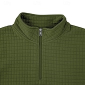 Недорогие Вафельная трикотажная футболка-Муж. Вафельный тройник Футболка Футболка с четвертью молнией Длинный рукав Воротник-стойка Осень Зима Весна &amp; осень Сплошной цвет Клетчатый Вязаная одежда Повседневные На каждый день Застегнуться