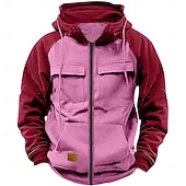 baratos Moletom Tático-Homens Moletom Full Zip Hoodie Moletom Tático Vermelho Vinho Preto Rosa Verde Tropa Azul Com Capuz Tecido Tático Desportos e Ar livre Diário Roupa de rua Legal Casual Inverno Primavera &amp; Outono Roupa