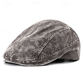 baratos Chapéu para Homem-Homens Boina Chapéu Ascot chapéu de jornaleiro Preto Vinho Veludo Cotelê Jacquard Moda Casual Rua Diário Tecido Ajustável Filtro Solar Respirável