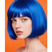 お買い得  カーニバルウィッグ-カーニバルウィッグ2026 ブロンド ピンク レッド ストレート ボブ ショート 合成フェスティバルウィッグ マルディグラ パレード コスプレ衣装ヘア のために 女性