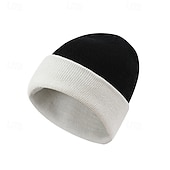 billige Lue lue-Herre Unisex Beanie lue Vinterhatter Luer Vinterlue Vinter luehatt Svart Hvit Akryl Fiber Strikket Koselig Dagligdagstøy Ensfarget / vanlig farge Varm