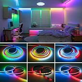 cheap Remote Control-FCOB COB WS2812B IC RGB LED Strip DC5V (Optional Bluetooth Smart APP Controller) 3.2-16.4FT Individual Addressable 420Pixel/m  10IC Dream Color IP30 Non-Waterproof High Density Light 0.32in Width