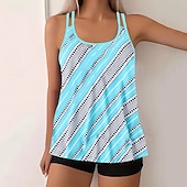 billiga Tankinis-Dam Badkläder 2 st Shorts Baddräkt Öppen rygg Semester Standkläder Blommig U-hals Ärmlös Baddräkter