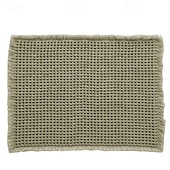 levne Koupelnová rohož-Vaflová koupelnová předložka, boho koupelnové koberečky, protiskluzové, pratelné, super savé a rychleschnoucí, malé koupelnové předložky, farmářská koupelnová dekorace, 18'' x 30'', khaki a bílá