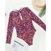 Χαμηλού Κόστους Rash Guards One Pieces-Γυναικεία Προστατευτικά Μαγιό Ολόσωμα μαγιό Γραφική Μπόχο Δίχτυ Προστασία UV Αναπνέει Μακρυμάνικο Μαγιό Σέρφινγκ Παραλία Διακοπές Άνοιξη