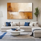 abordables Peintures à l&#039;huile-Grande peinture abstraite acrylique faite à la main, représentant un paysage de coucher de soleil, dans un style long, beige et or rose, art mural abstrait horizontal, peinture à l&#039;huile