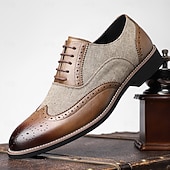 Χαμηλού Κόστους Μπρογκ παπούτσια-Κλασικά καφέ δερμάτινα παπούτσια για άνδρες με τρύπες – κομψά επίσημα υποδήματα για χριστουγεννιάτικα δείπνα και ειδικές περιστάσεις