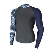 billige One Pieces Rash Guards-Herre Rash-guard Svømmeskjorte UPF50+ Hurtigtørkende Lettvekt Langermet Ikke-Klø Klær Badedrakt Surfing Strand Vannsport Svømming Lapper Sommer