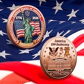  250周年記念コイン - 黄金のアメリカンフラッグ＆リバティベルデザインコレクティブルコイン、展示用の耐久性金属記念コイン、コレクターの愛国心セミクインテセンニアル