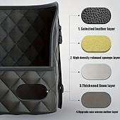 abordables Rangements pour voiture-Organisateur de dossier de siège auto grande capacité - sac de rangement en filet de cuir artificiel durable pour organiser et ranger les accessoires intérieurs de voiture.