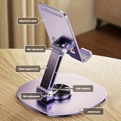 baratos Suportes para tablet-Suporte de metal giratório 360 graus para celular, compacto e portátil, dobrável para mesa, compatível com todos os smartphones e tablets.