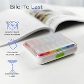 abordables stockage de bagages et de voyage-Pilulier hebdomadaire 7 jours avec 2 compartiments journaliers - format voyage, couvercle facile à ouvrir, plastique résistant, blanc - idéal pour les vitamines et l'huile de poisson &amp;stockage