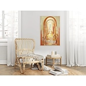 preiswerte Landschaftsgemälde-Handgemaltes Ölgemälde auf Leinwand, abstraktes Motiv einer Bogentür, Golden Avenue, Kunst für die Heimdekoration, auf Keilrahmen gespannt / gerolltes, rahmenloses Gemälde