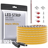 お買い得  ＬＥＤストリップライト-fcob cob ledストリップ 5mm幅 超狭幅 フレキシブル 高密度 均一光 16.4フィート DC24V 複数色あり CRI 90 調光可能 LEDリボン 家庭用室内装飾用 (コントローラーやアダプターは付属しません)