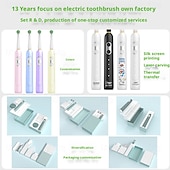 baratos Escova de Dentes Elétrica-Escova de dentes elétrica para adultos, modelo 2025, com cabeça de cerdas macias, totalmente automática, recarregável via USB, silenciosa, potente, à prova d'água IP8X, bateria com duração de até 70