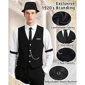 halpa Lisävarusteet ja enemmän-Setti Möly 20s 1920-luku Retro / vintage Asut Liivi Liivit lisävarusteiden kanssa Suuri Gatsby Herrasmies Muoti Naamiaispuku Miesten Halloween Karnevaali Naamiaiset Tanssiaiset Tyttöjen polttarit