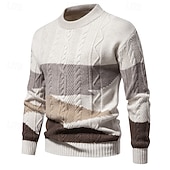 economico maglione pullover da uomo-Per uomo Maglione Jacquard Felpa Maglione A Coste Treccia Maglia Top Regolari Patchwork Blocco di colore Semplice Girocollo Maglieria Contemporaneo Casuale Abbigliamento quotidiano Abbigliamento