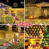 cheap Plug String Lights-Christmas Net Lights Connectable Waterproof String Light 8 Function Timer Remote Control Wedding Festival Party Atmosphere Decorative Lights Low Voltage Safe Plug in