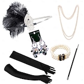 abordables Accesorios y más-Conjunto Rugido 20s 1920s Retro Antiguo Diadema de estilo flapper Para la Cabeza Conjunto de accesorios El gran Gatsby Chica de la aleta Pluma Disfraz Mujer Navidad Carnaval Mascarada Fiesta temática