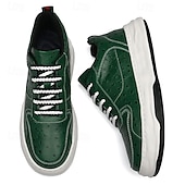 tanie Casualowe sneakersy-męskie zielone trampki ze sztucznej skóry – stylowe i wytrzymałe, idealne na co dzień, na niezobowiązujące wyjścia i do modnego stylu ulicznego