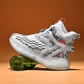 abordables Zapatillas Informales-Hombre Zapatillas de deporte Zapatos de Navidad Forro de Lana Zapatos para correr Zapatos de Paseo Casual Punto Cómodo Antideslizante Transpirable Botines / Hasta el Tobillo Cordones Negro Blanco Rojo