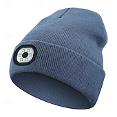 olcso Beanie fejhallgató-Kötött Fejlámpás Sapka Új Kültéri LED Világító Sapka USB Újratölthető 1.5-3W Áramellátás Gombvezérlés Type-C Töltés Éjszakai Kerékpározáshoz és Futáshoz Fejfedő Valentin-napi ajándék