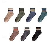 Недорогие мужские носки-Муж. 7 пар Носки Носки для бега Повседневные носки Синий Черный Цвет Полоски на открытом воздухе Отпуск На каждый день Средней плотности Весна Осень Мода Уличный стиль